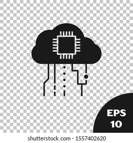 Black Internet of things icon isolated on transparent background. Cloud computing design concept. Digital network connection.  Vector Illustration