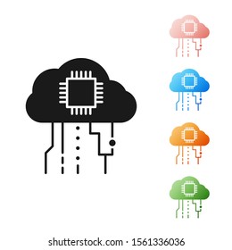 Black Internet of things icon isolated on white background. Cloud computing design concept. Digital network connection. Set icons colorful. Vector Illustration