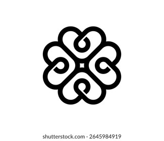 Black Intertwined 4 Abstract Hearts as star cross Logo