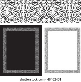 Borde o fondo intrincado y ornamental negro con espacio de copia