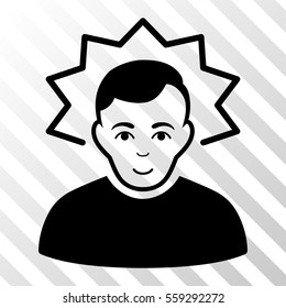 Black Inventor toolbar pictogram. Vector pictogram style is a flat symbol on diagonally hatched transparent background.