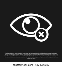 Black Invisible or hide icon isolated on black background. Vector Illustration