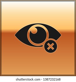Black Invisible or hide icon isolated on gold background. Vector Illustration