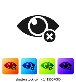 Black Invisible or hide icon isolated on white background. Set icon in color square buttons. Vector Illustration