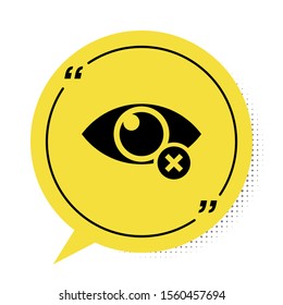 Black Invisible or hide icon isolated on white background. Yellow speech bubble symbol. Vector Illustration