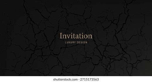 Tarjeta de invitación negra con patrón abstracto. Vector Horizontal de Premium para invitación formal, Tarjeta de regalo, cupón de lujo, Anuncio de negocios lux, certificado de regalo prestigioso