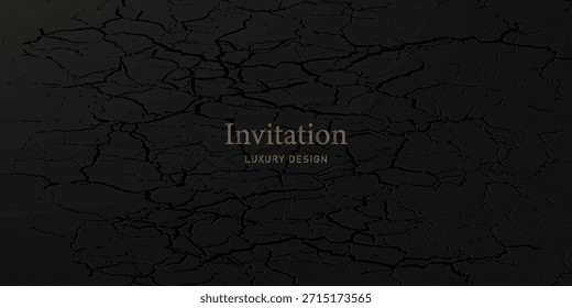 Tarjeta de invitación negra con patrón abstracto. Vector Horizontal de Premium para invitación formal, Tarjeta de regalo, cupón de lujo, Anuncio de negocios lux, certificado de regalo prestigioso