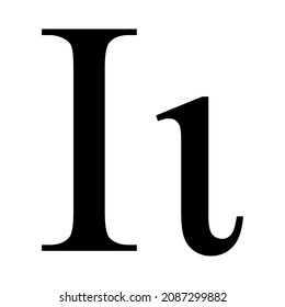 Black iota symbol icon with name. greek alphabet letter