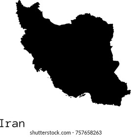 Black Iran  map vector silhouette