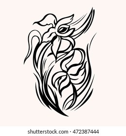 Black iris contour on a light background. Sketch for tattoo.