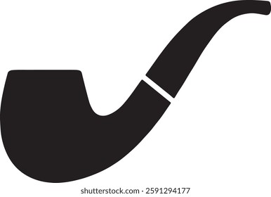 A black Irish Pipe icon on a white background, featuring a classic curved bowl with a long, slender stem. Simple and elegant, it represents Irish tradition and St. Patrick’s Day themes.