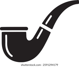 A black Irish Pipe icon on a white background, featuring a classic curved bowl with a long, slender stem. Simple and elegant, it represents Irish tradition and St. Patrick’s Day themes.