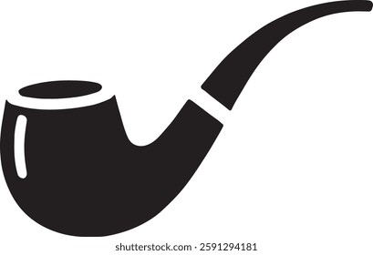A black Irish Pipe icon on a white background, featuring a classic curved bowl with a long, slender stem. Simple and elegant, it represents Irish tradition and St. Patrick’s Day themes.