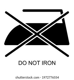 Don´t black iron flat icon isolated on white background. No ironing symbol. Machine vector illustration .
