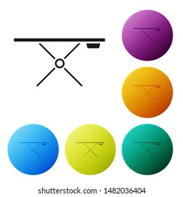 Black Ironing board icon isolated on white background. Set icons colorful circle buttons. Vector Illustration
