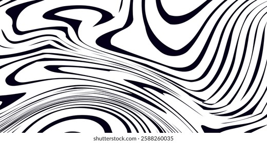 Black irregular organic lines seamless pattern.
