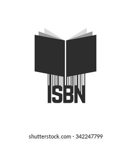 black isbn with barcode and book. concept of scanning, identifying, brochure key, commerce, marketing, numerical. isolated on white background. flat style trend modern logo design vector illustration