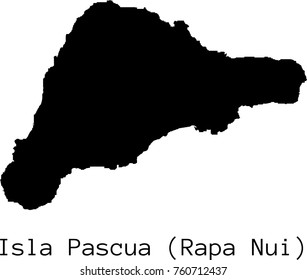 Black Isla Pascua (Rapa Nui) map vector silhouette