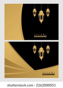 black Islamic background and gold line motif