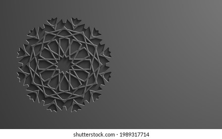 Black islamic pattern geometric background. Ramadan kareem oriental style vector illustration. Ramadhan mubarak vector pattern. Arabic ornament illustration. EPS10.