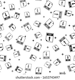 Black ISO file document icon. Download ISO button icon isolated seamless pattern on white background.  Vector Illustration
