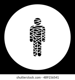 black isolated ancient mummy simple icon eps10