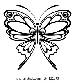 Black isolated butterfly for your design