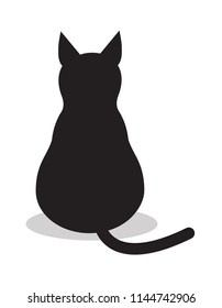 Black isolated cat, icon vector. Illustration background sign animal .