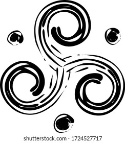 black isolated celtic pagan symbol triskele 