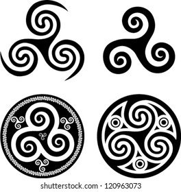 Black isolated celtic triskel set, vector elements for your design