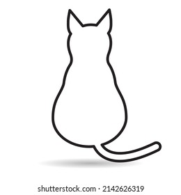 Black isolated design cat, icon vector. Illustration background pet label sign animal .