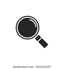 Black isolated filled sharpened illustration of Magnifying glass for UI sign. Vector icon in flat style