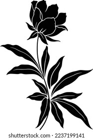 black isolated flower illustration vector design