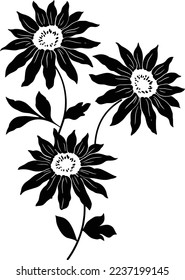 diseño vectorial de ilustración de flores aisladas en negro