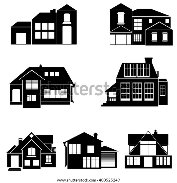 Black Isolated House Silhouette Stock Vector (Royalty Free) 400525249