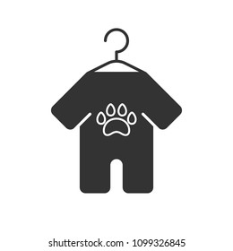 Black isolated icon of animals clothes on white background. Silhouette of clothes for dog.