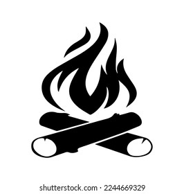 Schwarz einzeln auf Feuer, Flamme auf weißem Hintergrund. Silhouette von fire.trendy Flat Design.