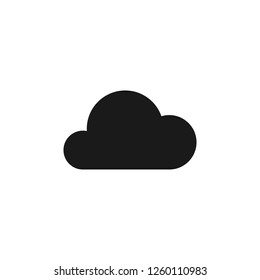Black isolated icon of cloud on white background. Silhouette of cloud. Flat design.