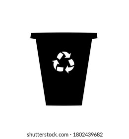 Black isolated icon of container on white background. Silhouette of bin for trash.