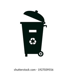 Black isolated icon of container on white background. Silhouette of bin for trash.