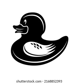 Black isolated icon of duck ring rubber on white background. Silhouette of ring rubber