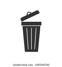 Black isolated icon of dust bin on white background. Silhouette of bin for trash.