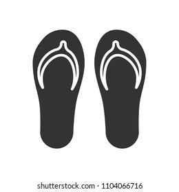 Black isolated icon of flip-flop on white background. Icon of flip flop.