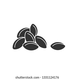 Black isolated icon of heap of grain on white background. Silhouette of grains of wheat.