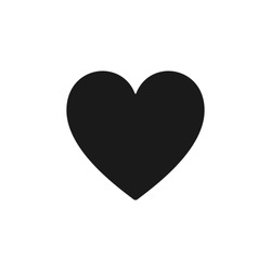 Black Isolated Icon Of Heart On White Background. Silhouette Of Heart Shape. Flat Design.