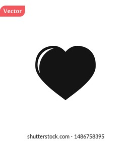 Black isolated icon of heart on white background. Silhouette of heart shape. Flat design.