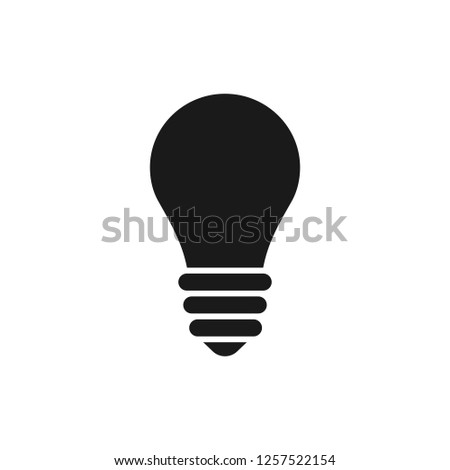 Black isolated icon of light bulb on white background. Silhouette of lamp. Symbol of idea, creative. Flat design.