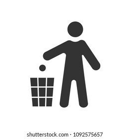 Black Isolated Icon Man Throw Garbage Stock Vector (Royalty Free ...