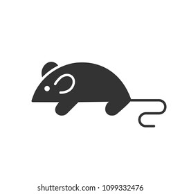 Black isolated icon of mouse on white background. Silhouette of mouse animal.