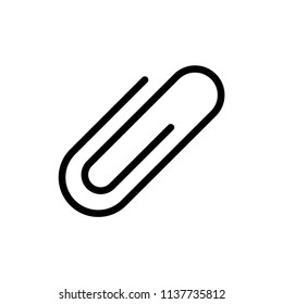 Black isolated icon of paper clip on white background.